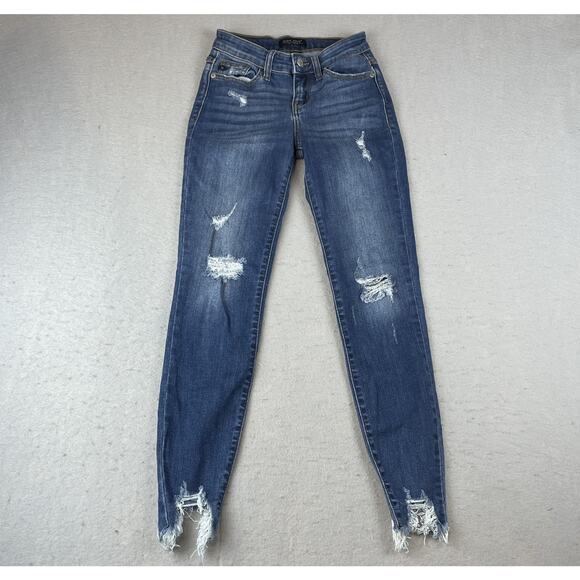 Judy Blue Womens Sz 0/24 Cropped Jeans Frayed Hem Distressed #JB82115DK - Picture 1 of 16